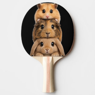 Raquette De Ping Pong Lapin, cochon d'Inde et hamster étagés