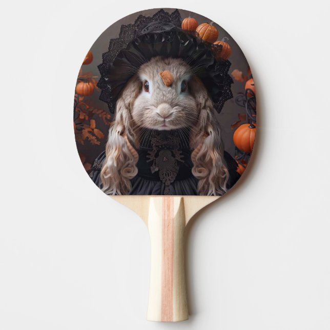 Raquette De Ping Pong Lapin en costume médiéval noir (Devant)