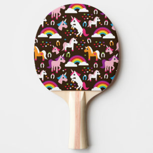 Raquette De Ping Pong l'arc-en-ciel de licorne badine le cheval