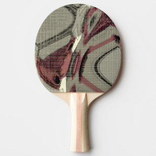 Raquette De Ping Pong L'art Abstrait gris et rouge