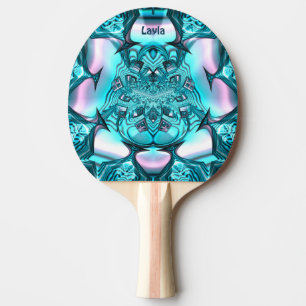 Raquette De Ping Pong LAYLA ~ MARSHMALLOWS ~ Rose Blue Fractal ~