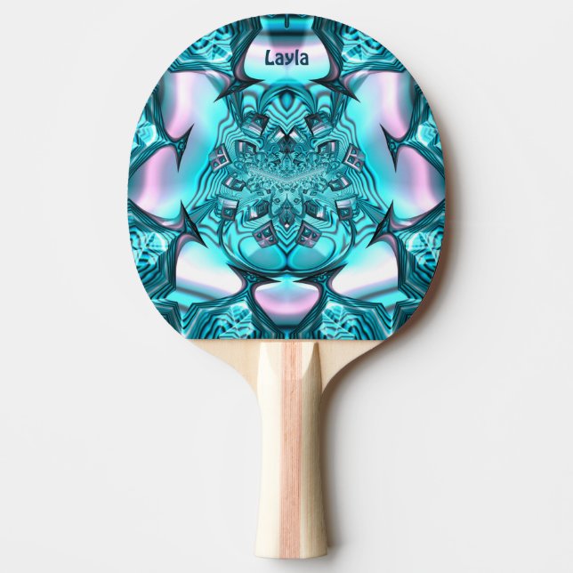 Raquette De Ping Pong LAYLA ~ MARSHMALLOWS ~ Rose Blue Fractal ~ (Devant)