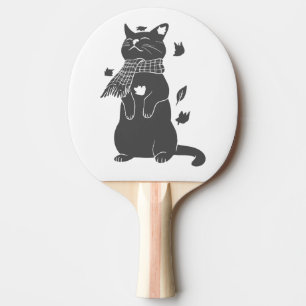 Raquette De Ping Pong Le chat en écharpe se prépare pour l'hiver - Cho