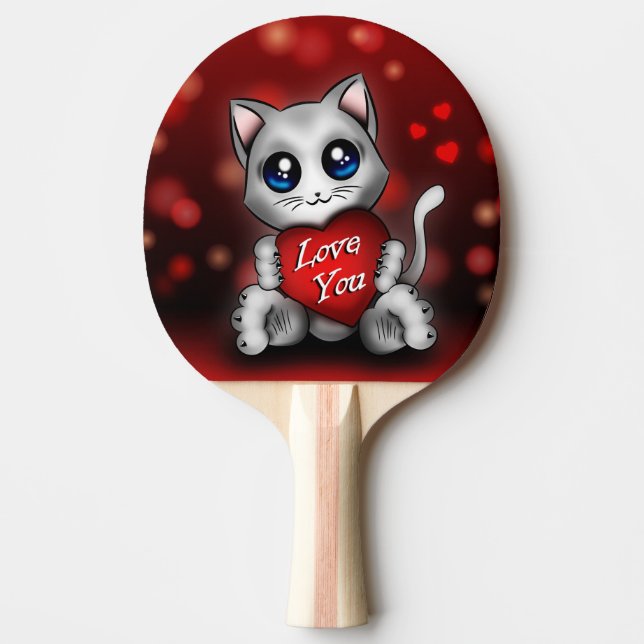 Raquette De Ping Pong Le chaton t'aime (Devant)