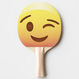 Raquette De Ping Pong Le clin d'oeil Emoji heureux font face à la