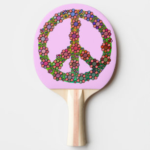 Raquette De Ping Pong Le symbole de signe de paix fleurit assez