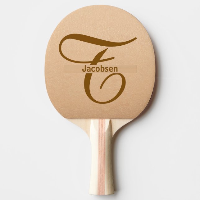 Raquette De Ping Pong Leather Background Tan Table Tennis Custom Name  (Devant)