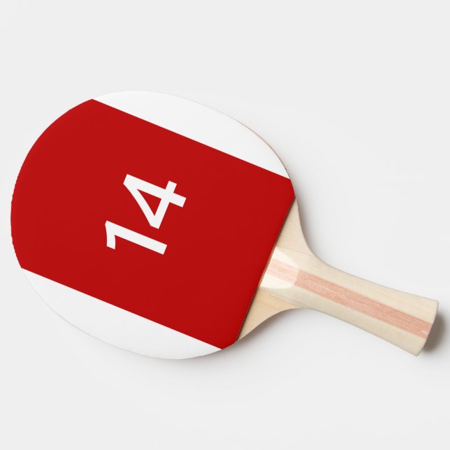 Raquette De Ping Pong Légendaire n° 14 en rouge et blanc (Côté)