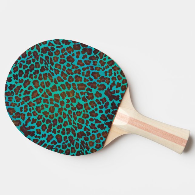 Raquette De Ping Pong Léopard Brown et Turquoise (Côté)