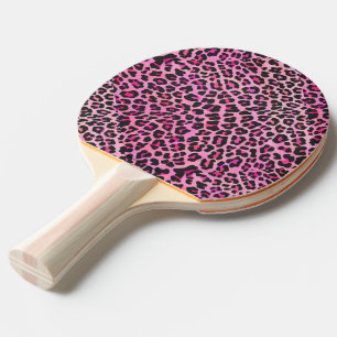 Raquette De Ping Pong Léopard noir et rose chaud