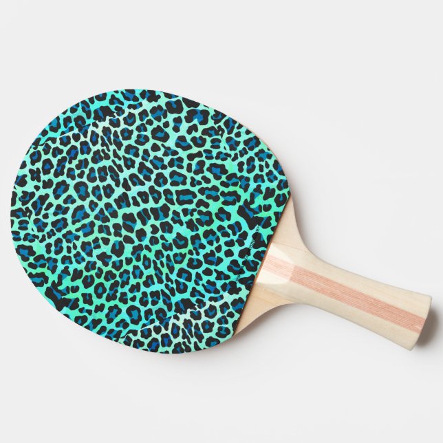 Raquette De Ping Pong Léopard noir et Turquoise (Côté)