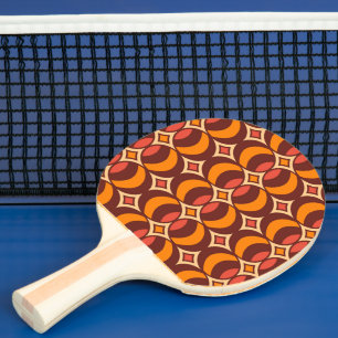 Raquette De Ping Pong Les années 70 géométrique Retro Globe Motif Automn