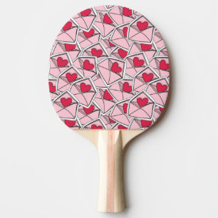 Raquette De Ping Pong Les coeurs de Valentine sur des enveloppes
