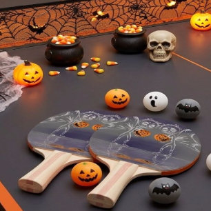 Raquette De Ping Pong Les fées de la citrouille s'amusent à Halloween
