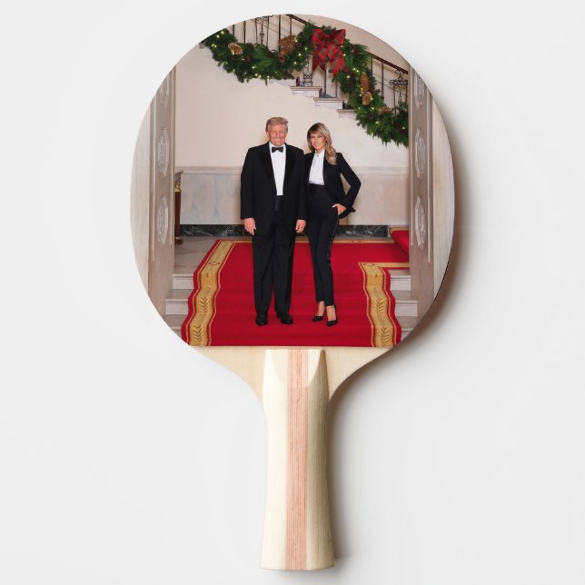 Raquette De Ping Pong Les pas de Noël Président Donald Trump & Melania (Devant)