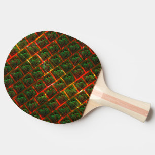 Raquette De Ping Pong 'Les yeux encadrés verts', rayures ou grille rouge