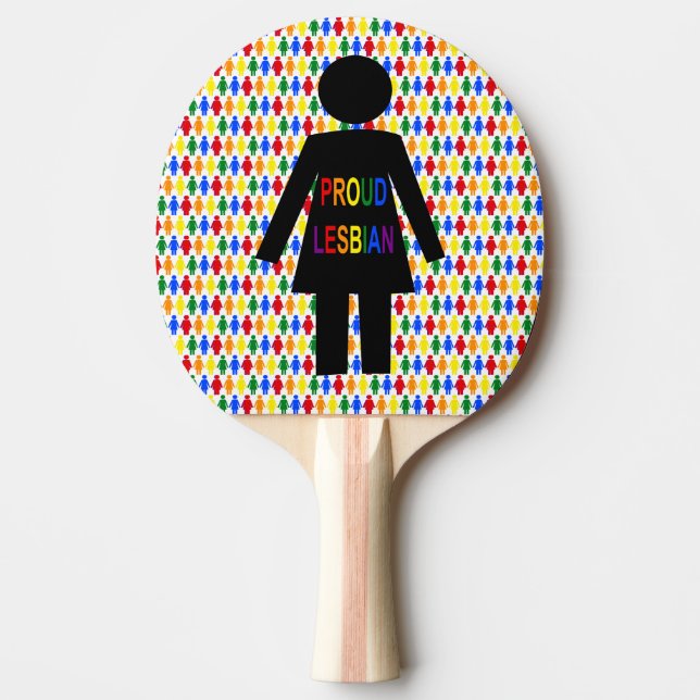 Raquette De Ping Pong Lesbienne LGBTQ Silhouette et Rainbow Ladies (Devant)