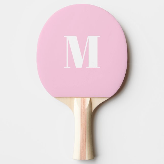 Raquette De Ping Pong Lettre initiale monogramme moderne rose clair (Devant)