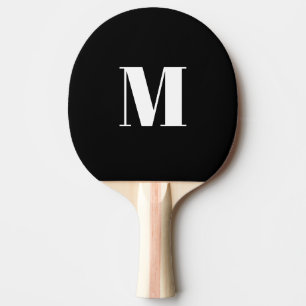 Raquette De Ping Pong Lettre initiale monogramme noir blanc personnalisé