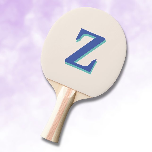 Raquette De Ping Pong LETTRE INITIALE MOYENNE Bleue 3D Tendance | Couleu (Créateur téléchargé)