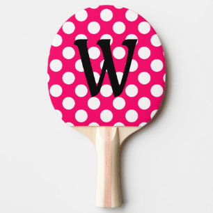 Raquette De Ping Pong Lettre noire Monogramme Pois