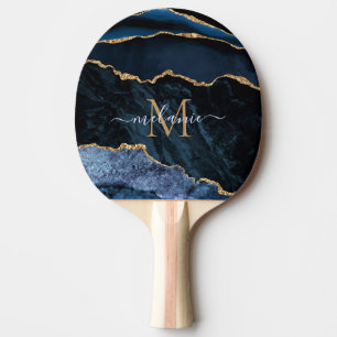 Raquette De Ping Pong Lettre personnalisée Marine Blue Gold Nom Ping Pon
