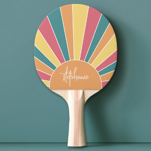 Raquette De Ping Pong Lever de soleil à bande rétro - pastel rainbow scr