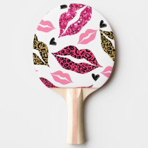 Raquette De Ping Pong Lèvres scintillantes : Motif de mode Leopard