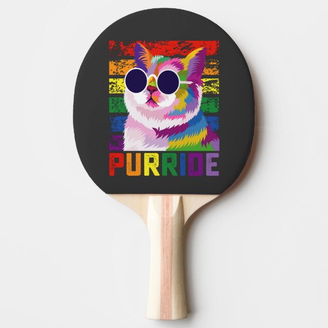 Raquette De Ping Pong LGBT Tie Dye Pride Chat Purride Gay Rainbow Retro (Devant)