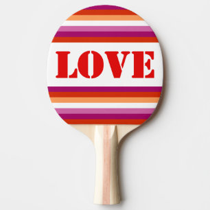 Raquette De Ping Pong LGBTQ+ Drapeau lesbien avec amour Stripes Pride -