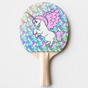 Raquette De Ping Pong Licorne blanche et rose