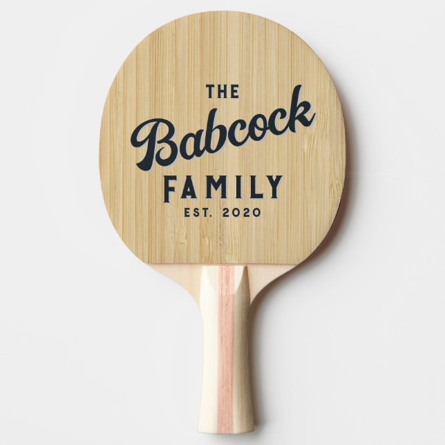 Raquette De Ping Pong Light Bamboo Retro Family Name & Year (Devant)