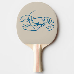 Raquette De Ping Pong Ligne De Homard Bleu Dessin Sur Plage De Sable Cou