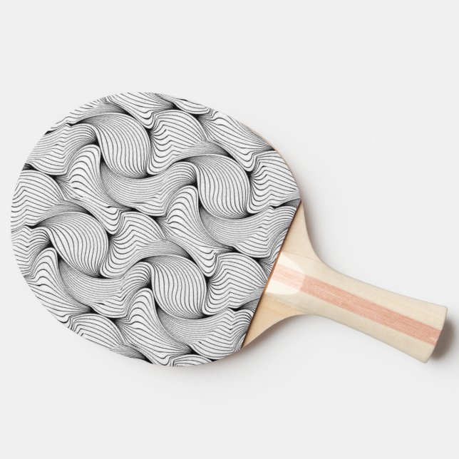 Raquette De Ping Pong Lignes entrelacées noir et blanc uniques (Côté)