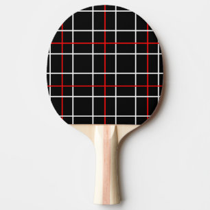 Raquette De Ping Pong Lignes graphiques rouges et blanches à motif carre