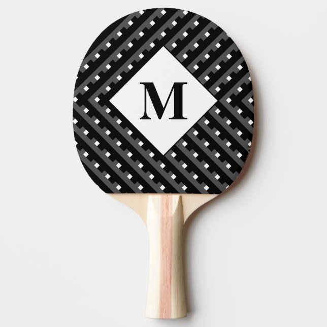 Raquette De Ping Pong Lignes Monogram Black and Grey Angled (Devant)