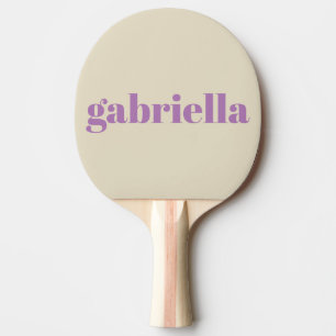 Raquette De Ping Pong Lilac et Beige Bold Typographie Nom personnalisé