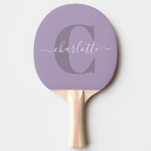 Raquette De Ping Pong Lilac Purple Nom du monogramme de script personnal
