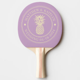 Raquette De Ping Pong Lilas d'été Crête de mariage à l'ananas & Nom