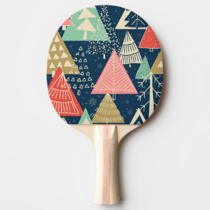 Raquette De Ping Pong L'Illustration Festive Des Arbres De Noël.