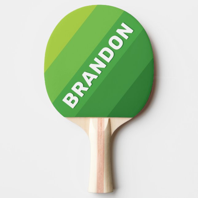Raquette De Ping Pong Lily Pad Green Bold Stripes with Name (Devant)
