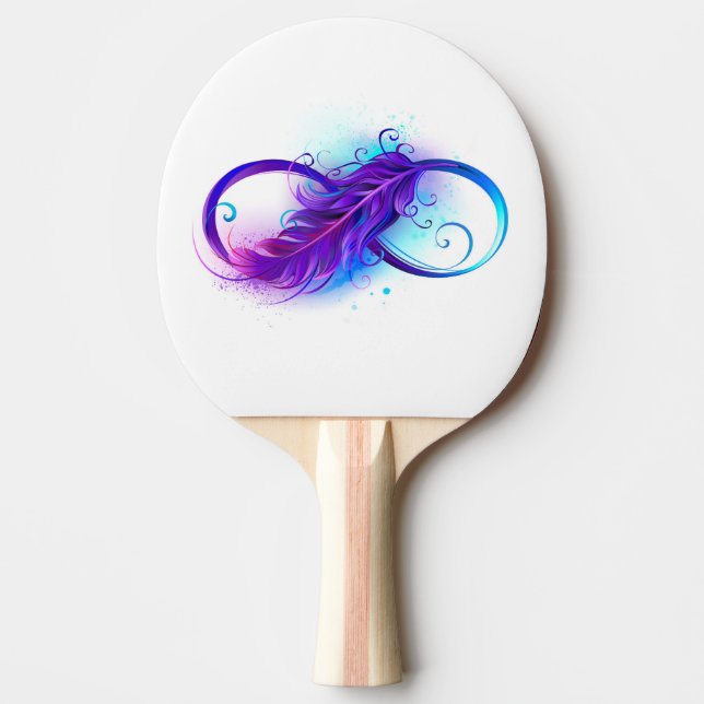 Raquette De Ping Pong L'infini avec plume violette (Devant)