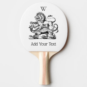 Raquette De Ping Pong Lion et Dragon Emblème de blason Monogramme