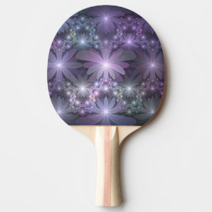 Raquette De Ping Pong Lit de fleurs tendance brillant art fractal abstra