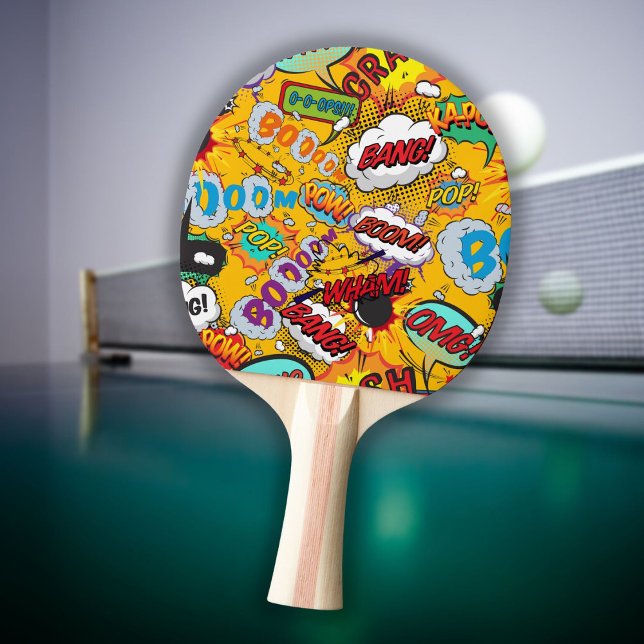 Raquette De Ping Pong Livre de bande dessinée colorée et moderne (Colorful Modern Typographic Comic Book Ping Pong Paddle)