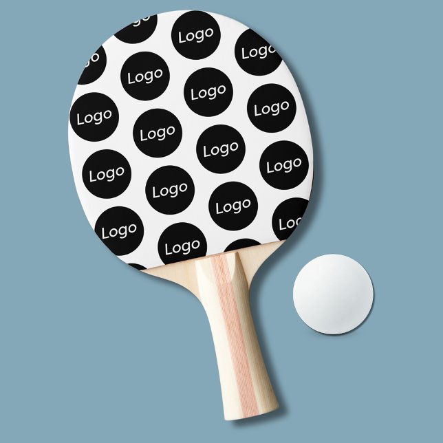 Raquette De Ping Pong Logo d'entreprise simple promotionnel (White logo ping pong paddle; ideal for professional small business promotional marketing merchandise)