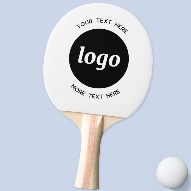 Raquette De Ping Pong Logo Simple Avec Entreprise Texte (Simple logo with custom text business branding promotional ping pong paddle)