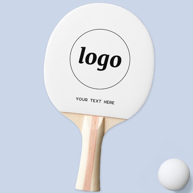 Raquette De Ping Pong Logo Simple Avec Texte Professionnel Promotionnel (Simple logo with custom text business branding promotional ping pong paddle)