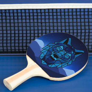 Raquette De Ping Pong Loup bleu géométrique