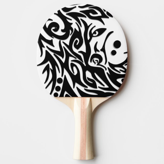 Raquette De Ping Pong Loup tribal abstrait (Devant)